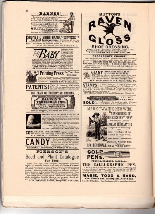 St Nicholas Magazine April 1885 Huck Finn Ad