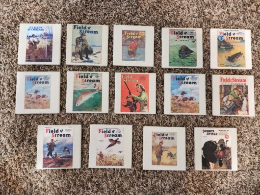 Set of 14 - Coasters with Field and Stream Magazine Covers