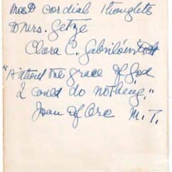 Handwritten Note from Clara Clemens Gabrilowitsch with quote from Mark Twain