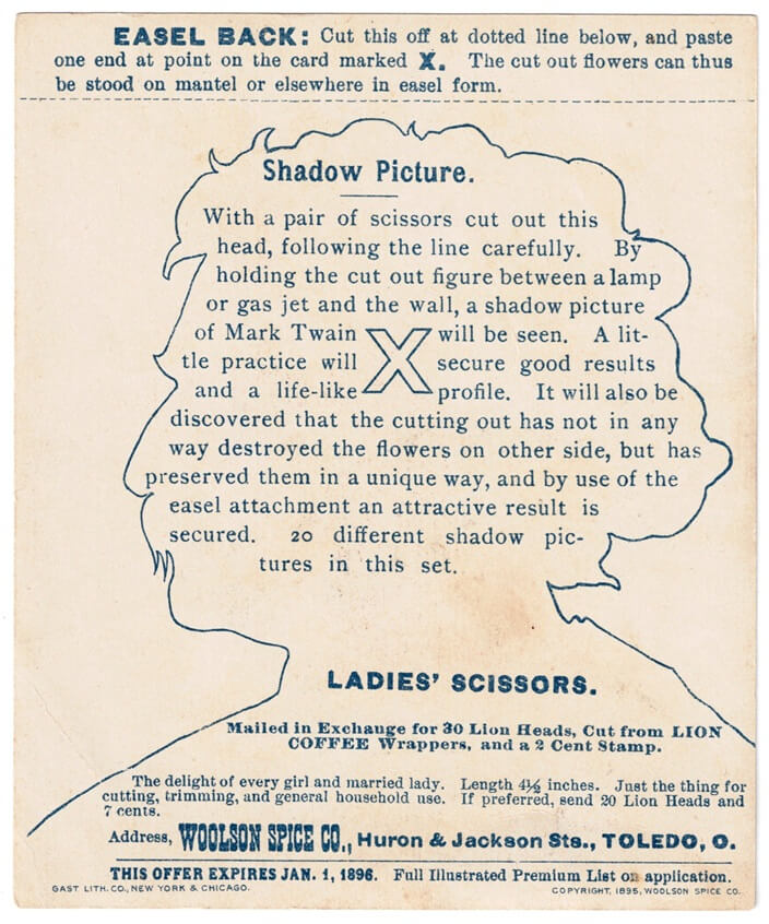 Woolson Spice Shadow Card of Mark Twain - Image 2