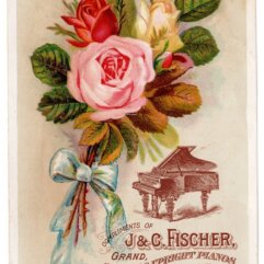 Trade Card Advertising Fischer Pianos with Mark Twain Endorsement Quote 2