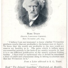 Post Card with Mark Twain Image and Quote on Vivisection