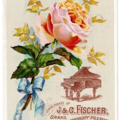 Trade Card Advertising Fischer Pianos with Mark Twain Endorsement Quote 3